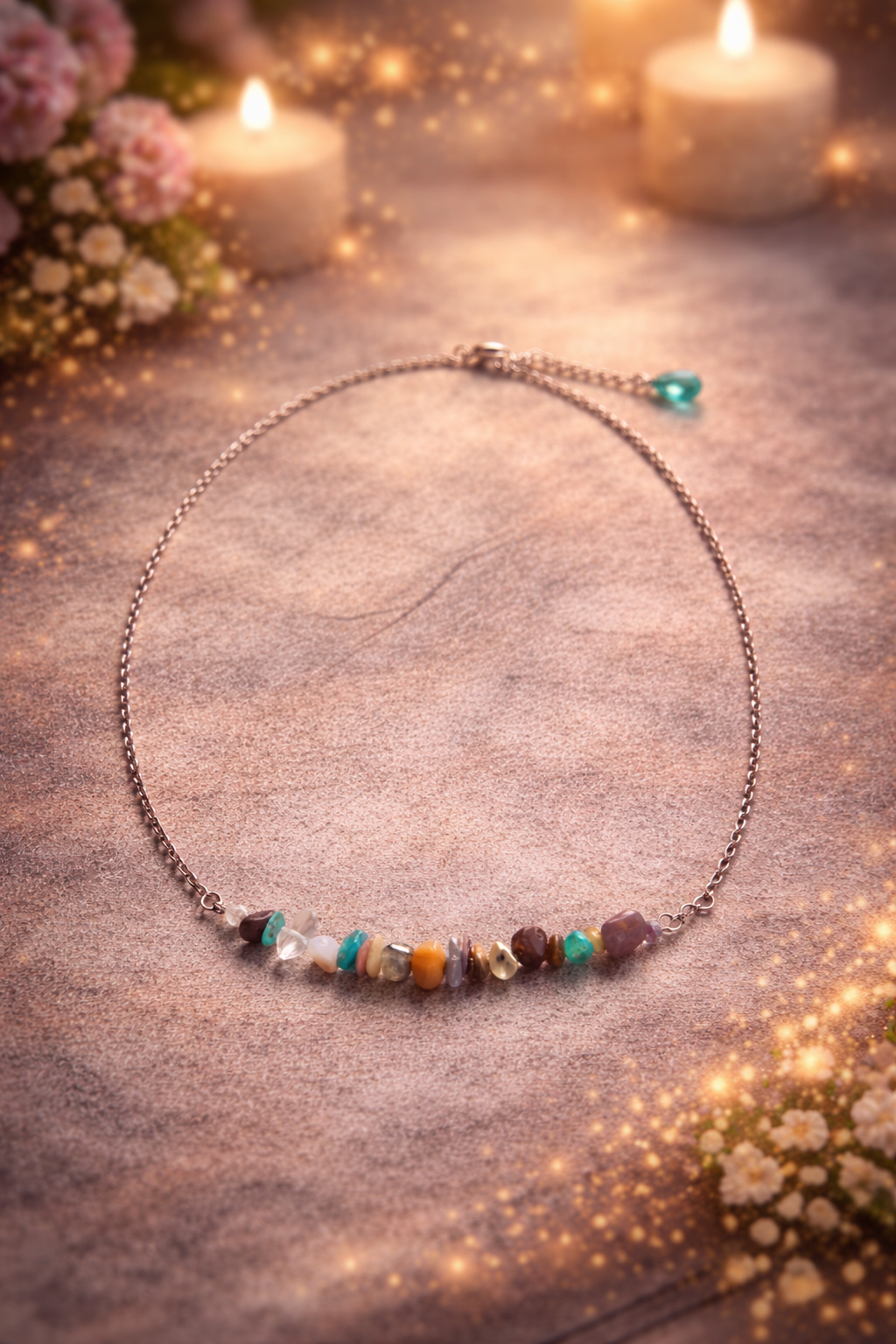 Parure : collier , boucles d'oreilles et bracelet unique