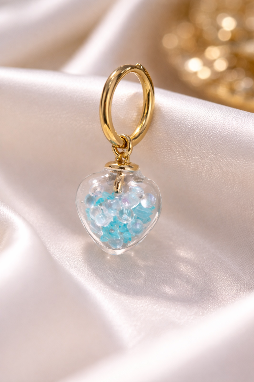 Créoles Cœur en Verre phosphorescent – Boucles d'Oreilles Artisanales
