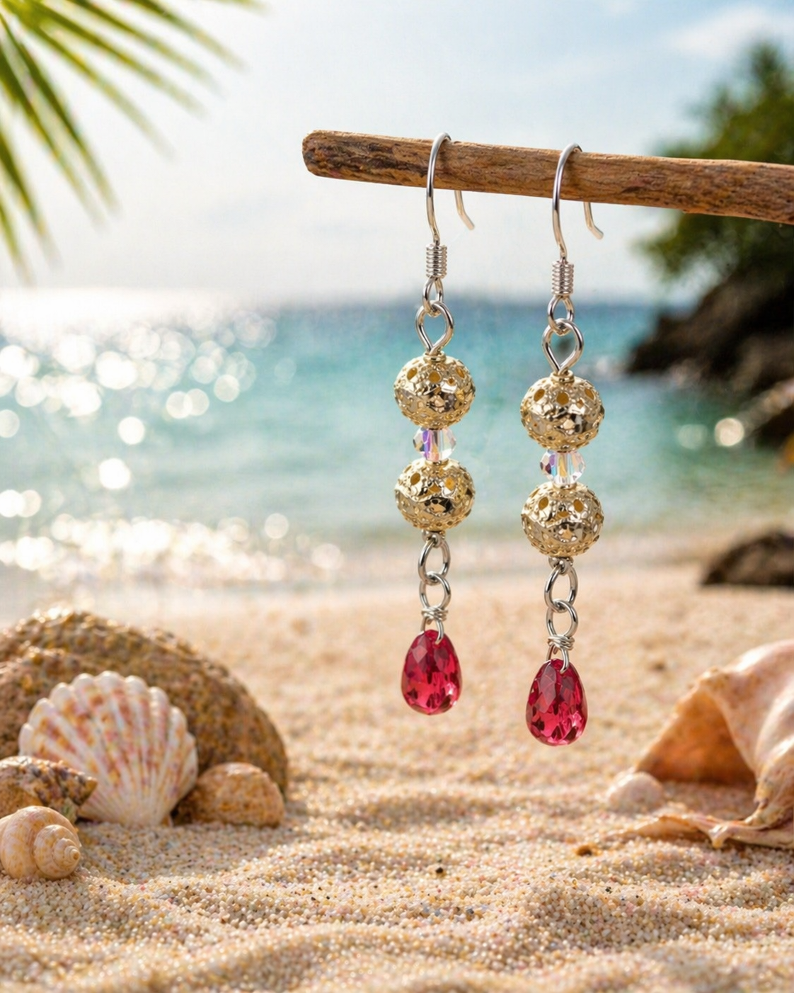 Boucles d'oreilles Perles & Cristal – Fermoir Plaqué Argent Fait Main