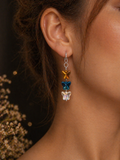 Boucles d'oreilles Papillons Verre Multicolore – Fermoir Plaqué Argent Fait Main