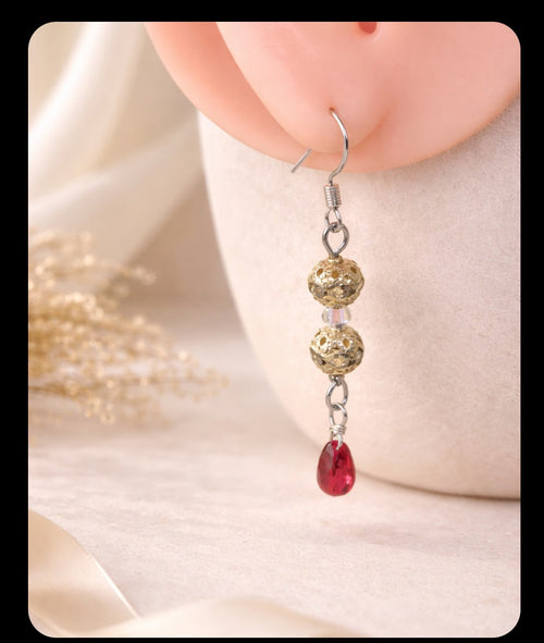 boucle d'oreille perle et cristal ,fermoir plaqué argent