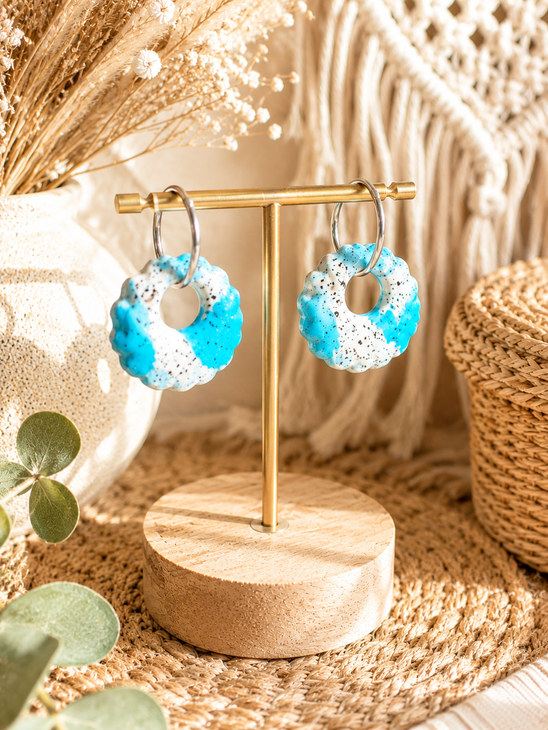 Boucles d'Oreilles Créoles Pâte Fimo & Résine – Faites Main