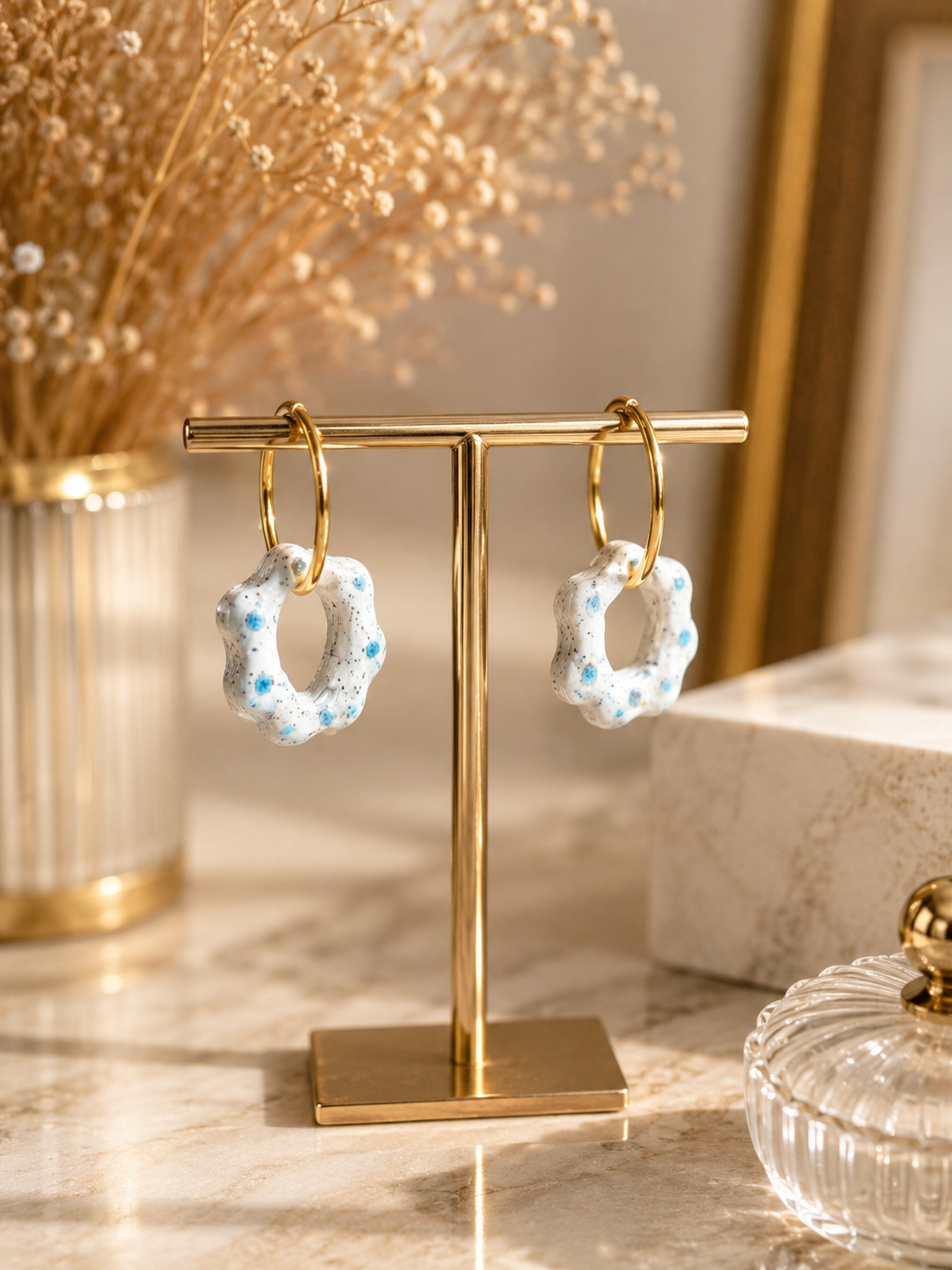 Boucles d'Oreilles Créoles Pâte Fimo & Résine – Faites Main