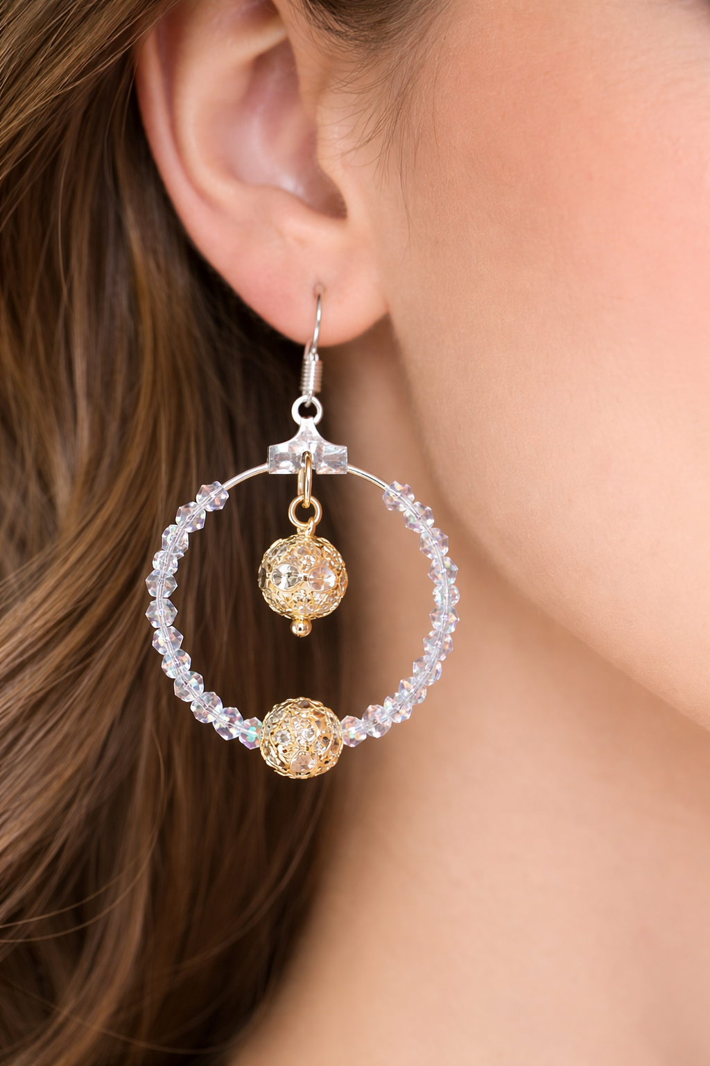Boucles d'oreilles Lumière d'Orient – cristal perle & fermoir plaqué argent