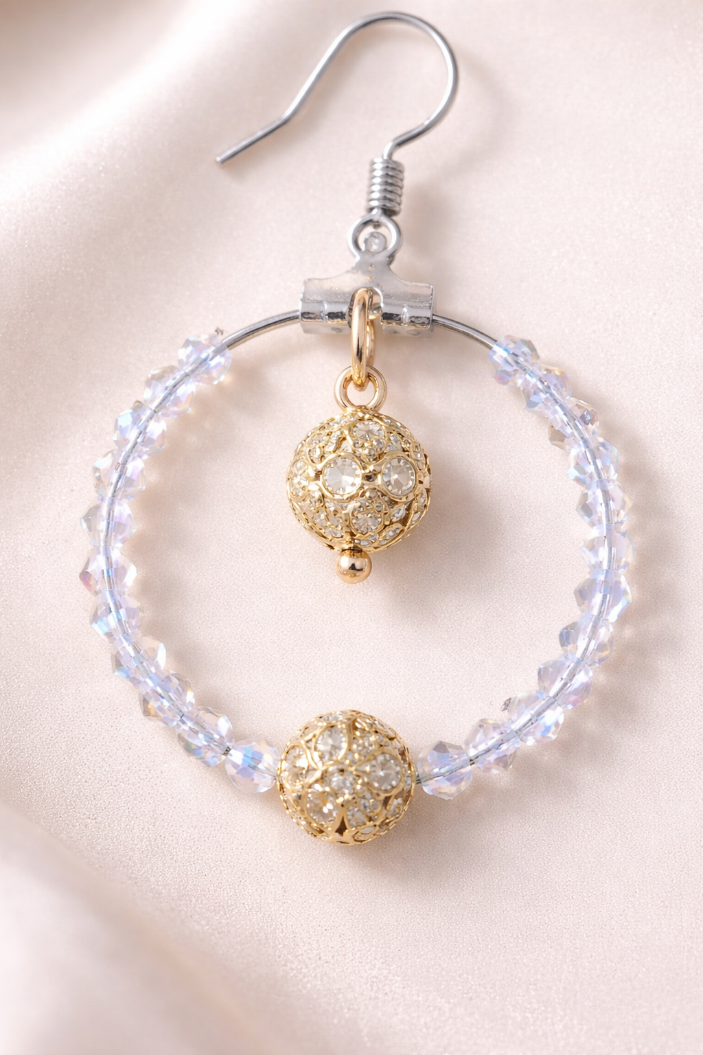 Boucles d'oreilles Lumière d'Orient – cristal perle & fermoir plaqué argent