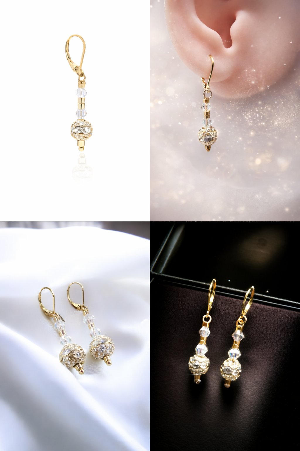 Boucles d'Oreilles Artisanales Perles et Cristal - Bijou Fait Main