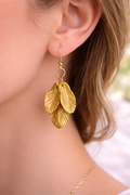 Boucles d'oreilles Feuille en Argile Peinte – Crochet Plaqué Or
