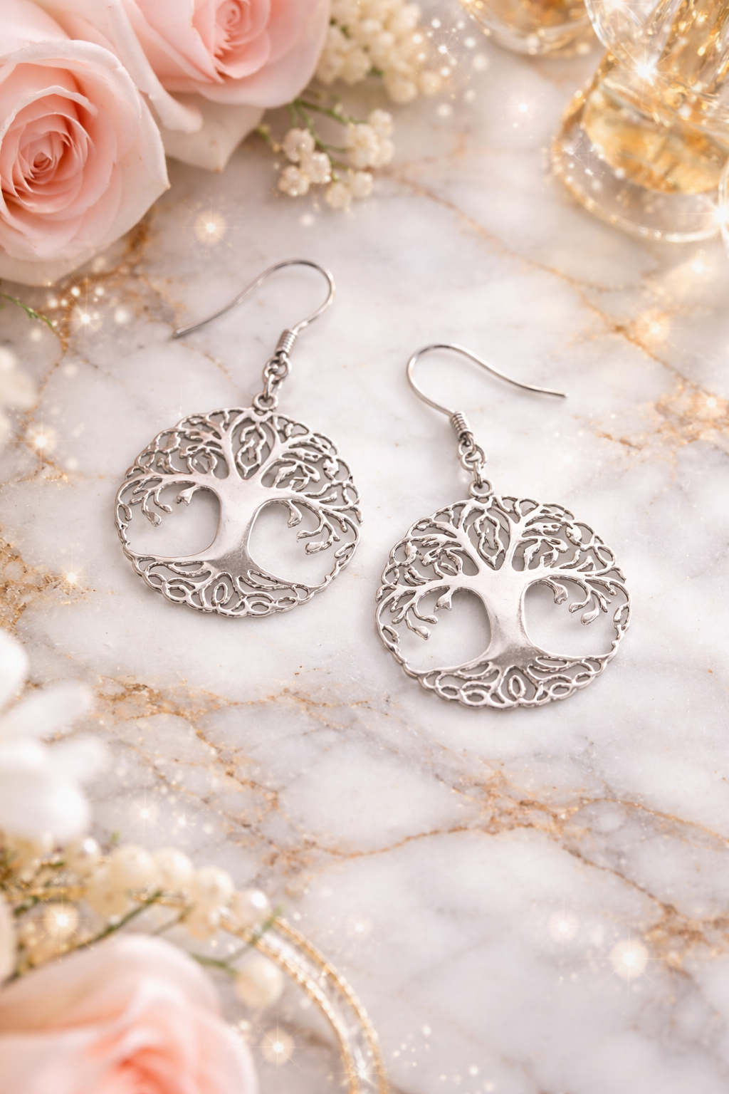 Boucles d'oreilles Arbre de Vie – Métal Fin & Fermoir Plaqué Argent