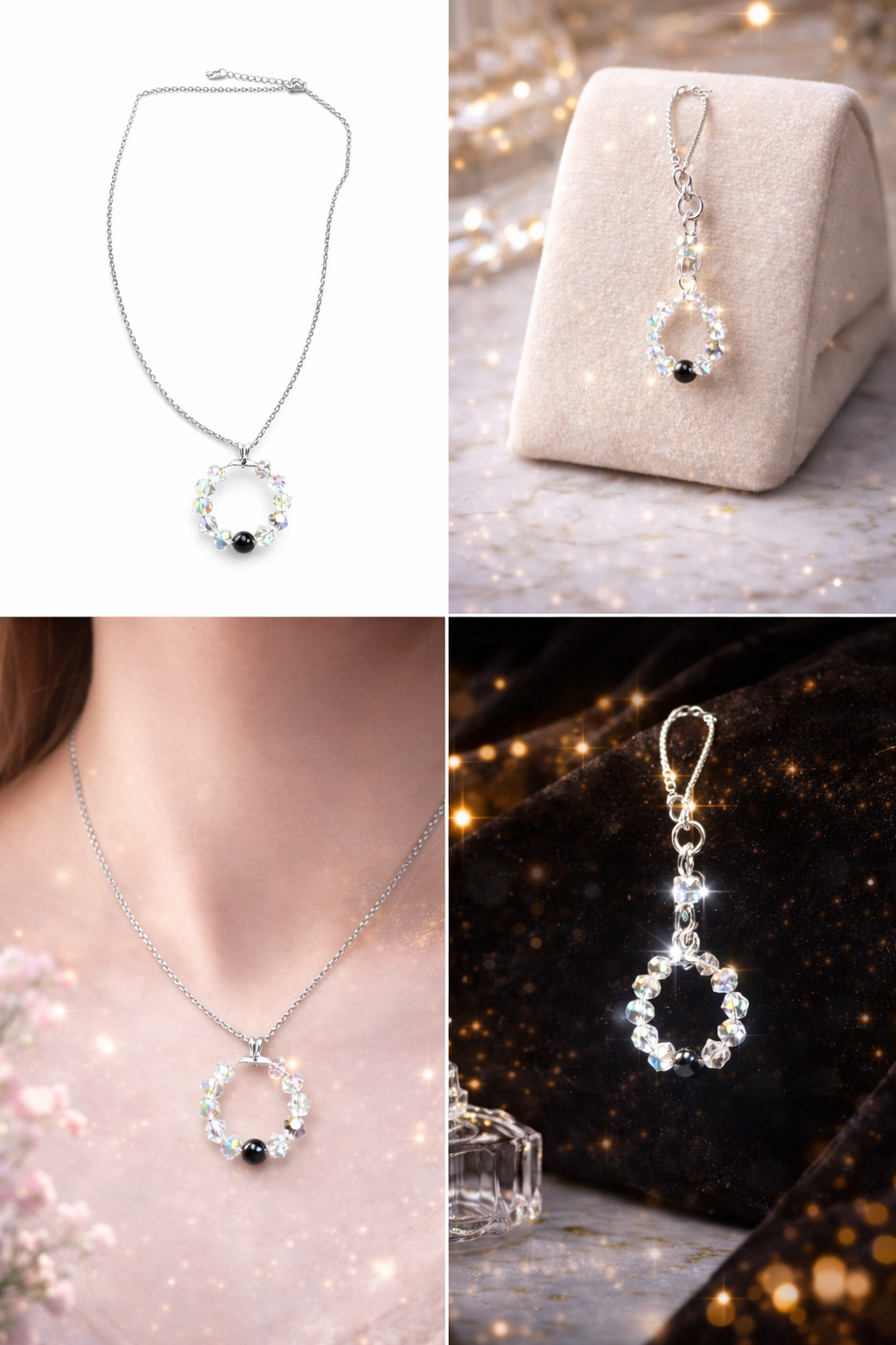 Collier Fait Main en Cristal et Hématite - Bijou Artisanal