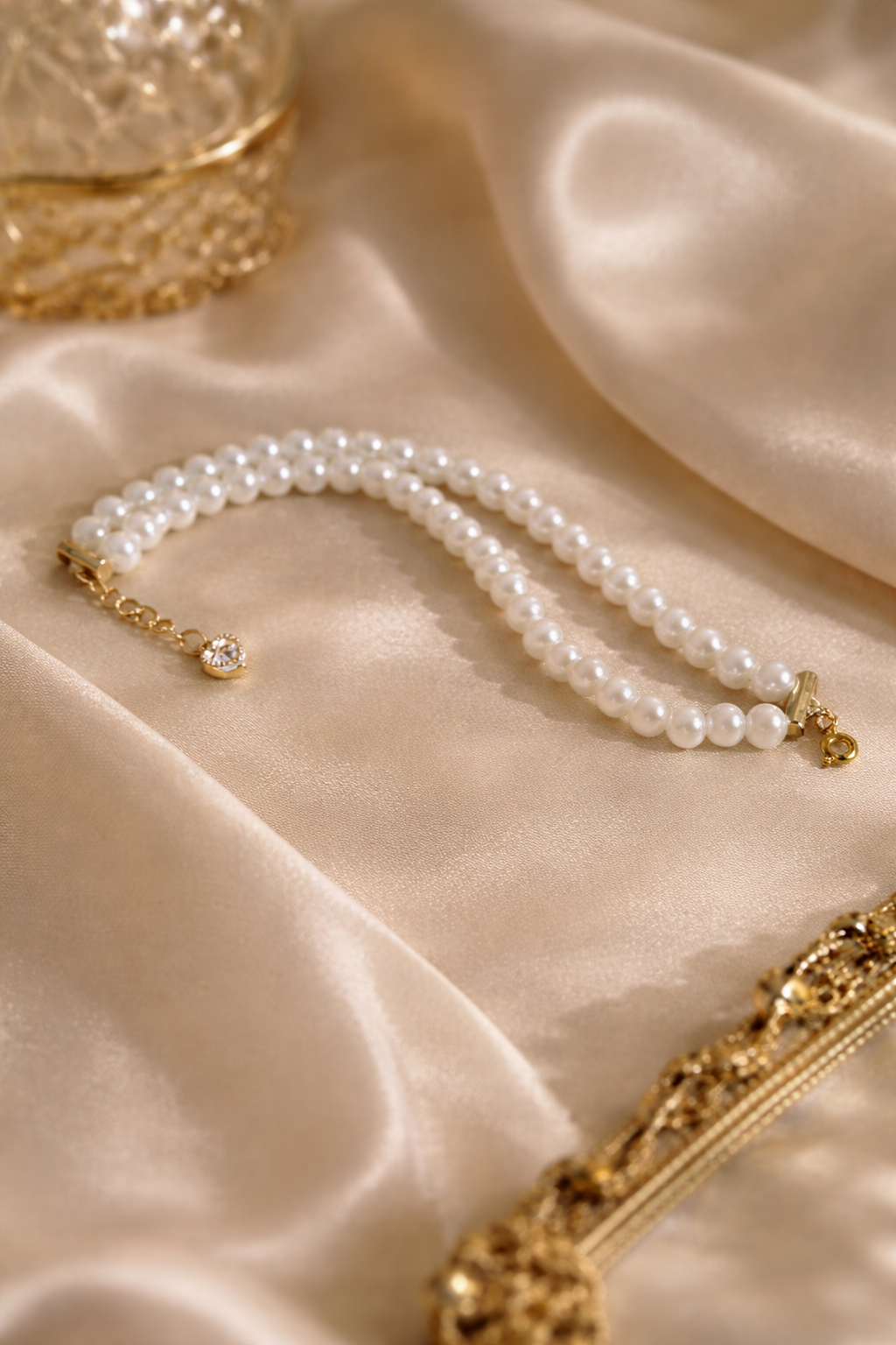 Bracelet Chic Perles Nacrées & Fermoir Cœur – Fait Main