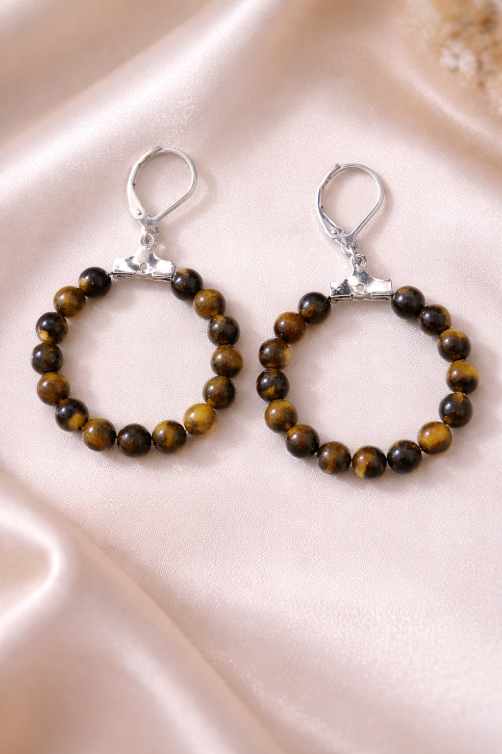 Boucles d'oreilles Regard de Tigre – pierre naturelle œil de tigre & fermoir acier inoxydable