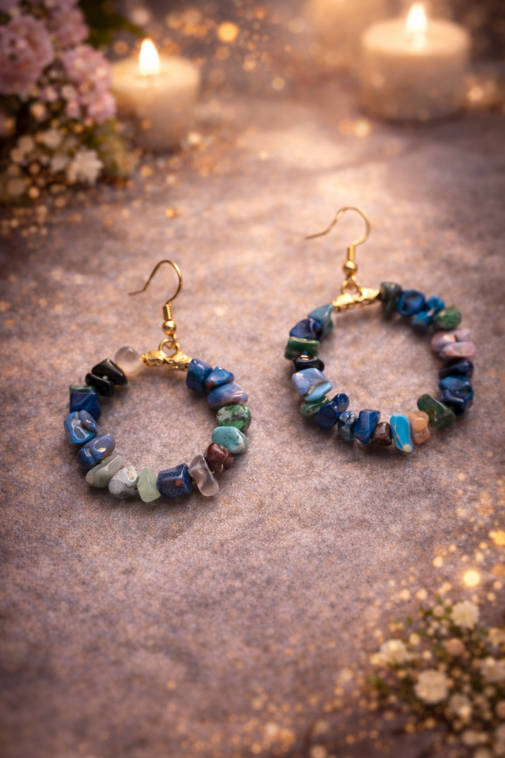 Parure : collier , boucles d'oreilles et bracelet unique